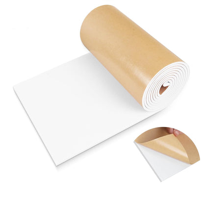LSGCQ Sponge Neoprene Foam Padding Self Adhesive Foam Sheets, White | Closed Cell Foam Sheet Neoprene Rubber Pad for DIY Gaskets Shock Pads Liner Crafts, 12" Wide x 1/8" Thick x 59" Long