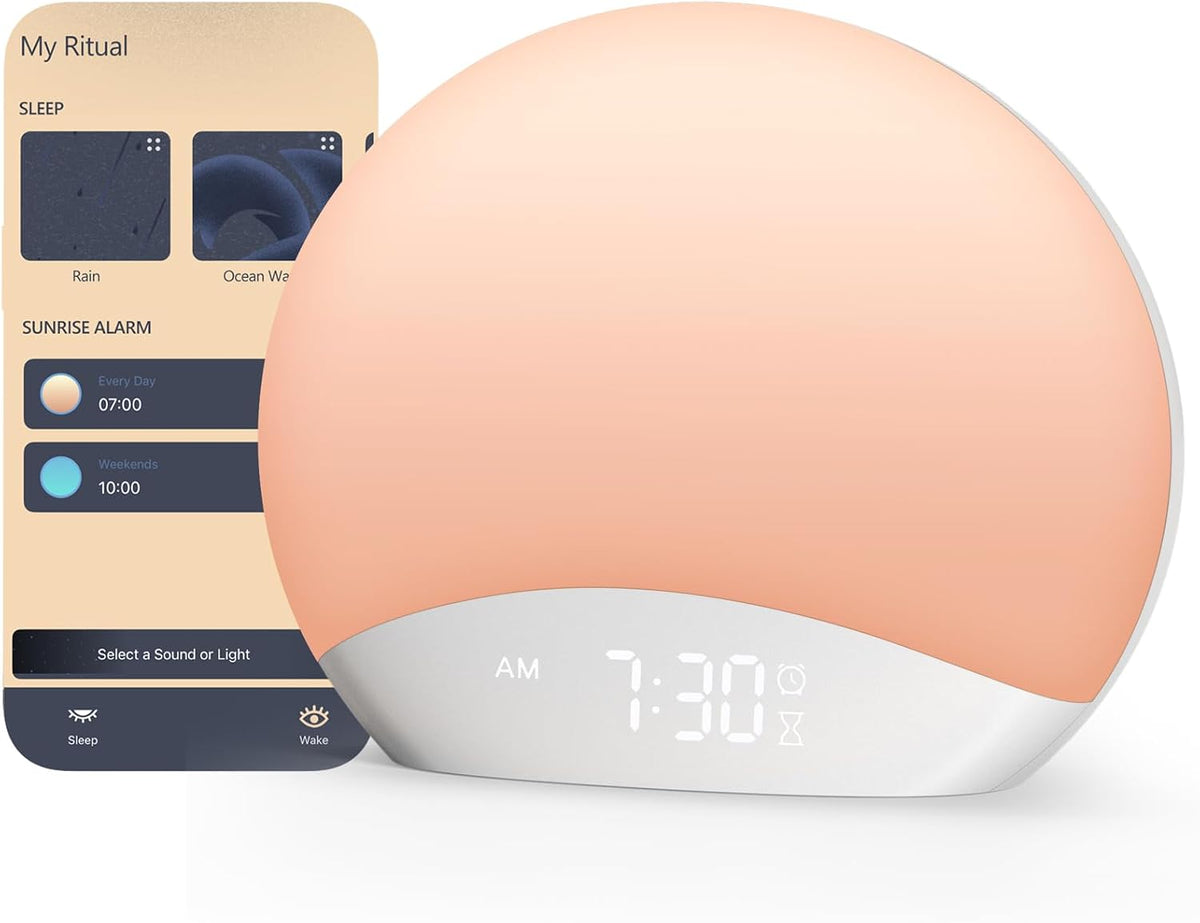 REACHER Smart Sunrise Alarm Clock with App Control and White Noise Machine