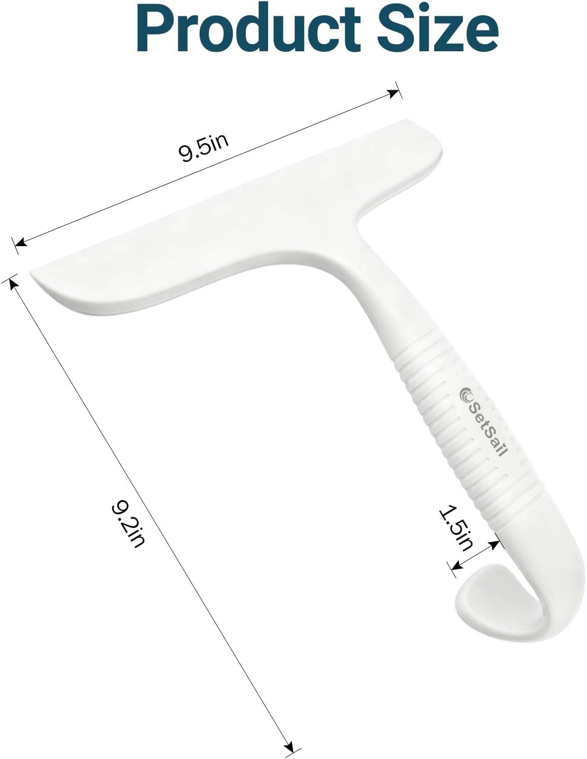 SetSail Shower Squeegee for Glass Doors,One-piece All Silicone Squeegee | Streak-Free Bathroom Squeegee for Shower Glass Window Mirror Tile Wall, Built-in Hook, Ergonomic Grip, Black（9.5-inch）