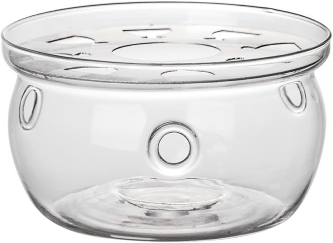 Garneck Glass Teapot Warmer Heating Base with Borosilicate Glass Insulated Tea Rack Accessory for Home and Restaurant Tea Service