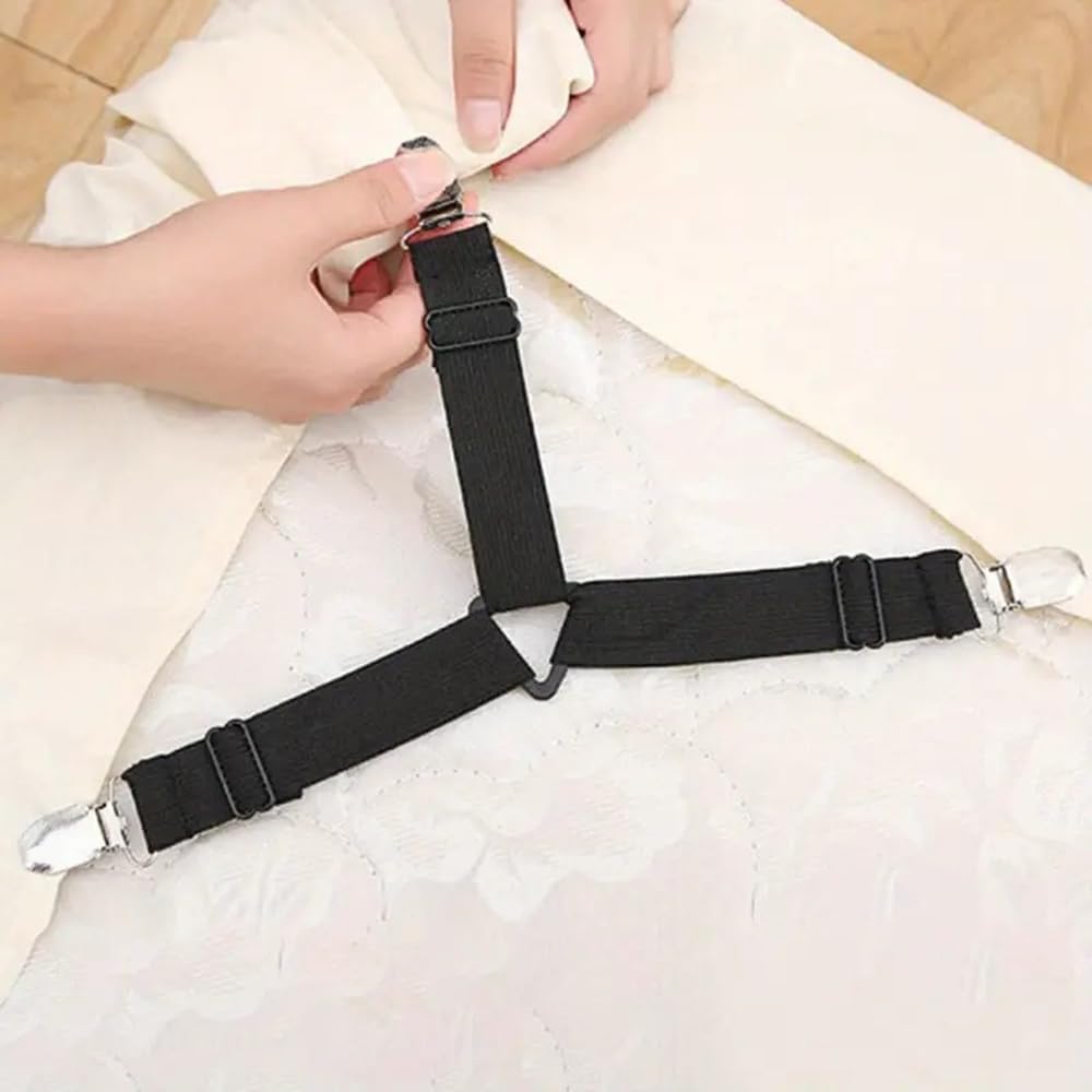 RZJZGZ 4Pcs Bed Fitted Sheet Straps Clips Adjustable Crisscross Sheets Clip