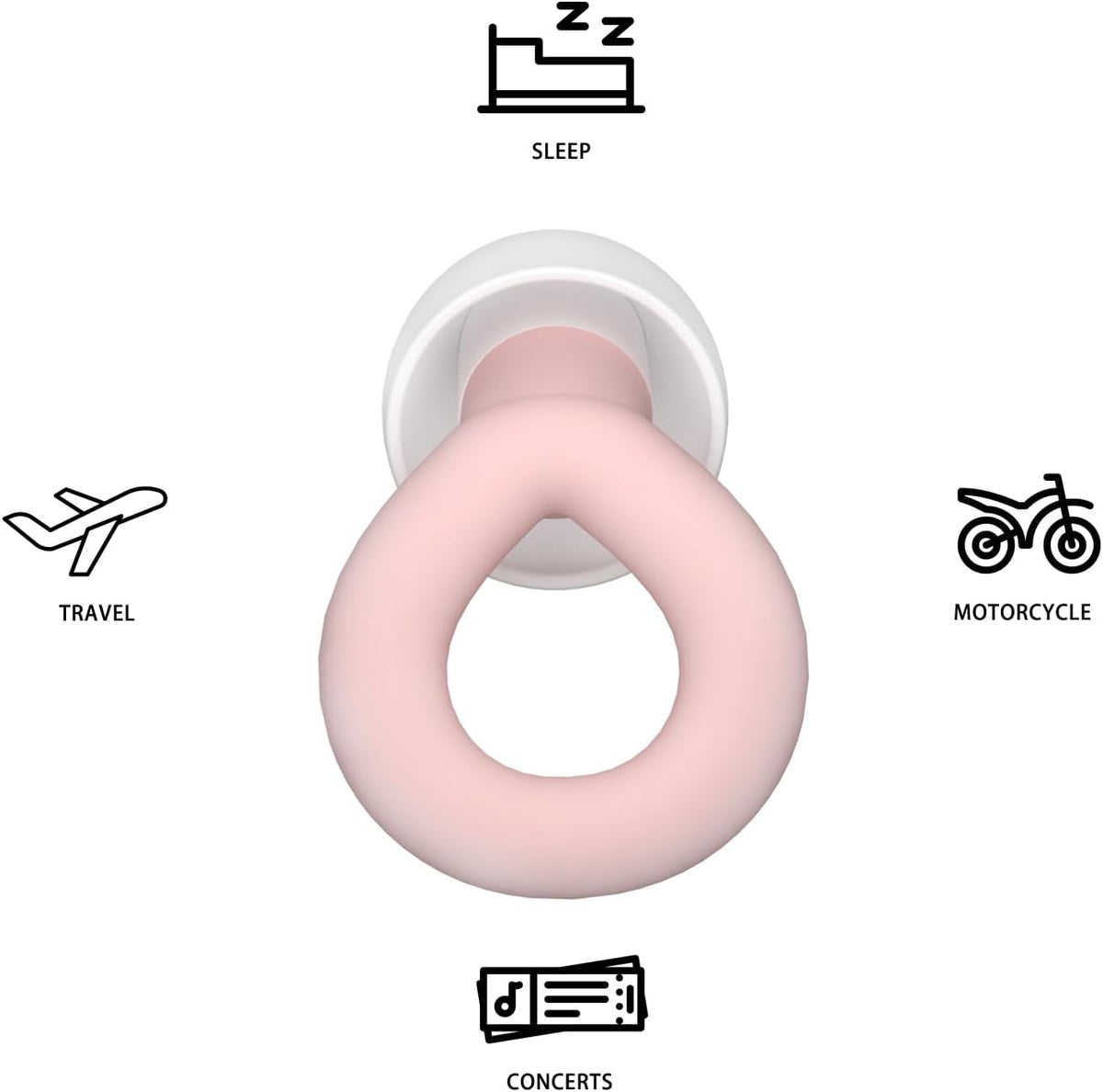 Silicone Ear Plugs for Noise Reduction, Reusable Ear Plugs for Sleeping Noise Cancelling, Concerts, Motorcycle, Travel & Hearing Protection NRR 33dB - 8 Ear Tips in XS/S/M/L, Black