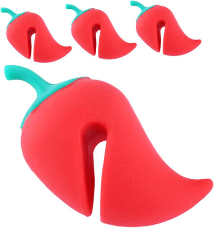 Cabilock 4pcs Silicone Spill Stopper Pot Lid Riser Clips Heat Resistant Lid Lifter for Cooking Pots Anti-Overflow Kitchen Gadget Suitable for Soup Chili and Steaming