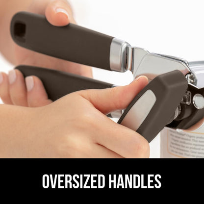 GORILLA GRIP Original Model Stainless Steel Smooth Edge Manual Can Opener and Bottle Openers, US Designed, Comfortable Handle, Oversized Handheld Turn Knob, Multifunctional Kitchen Tool, Gray