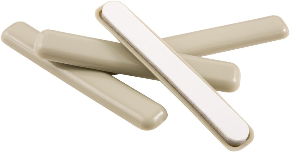 Super Sliders 1/2 x 4 Inch Self Stick Bar Furniture Sliders for Carpet or Durable Hard Surfaces, Beige, 4 Pack (4700595N)