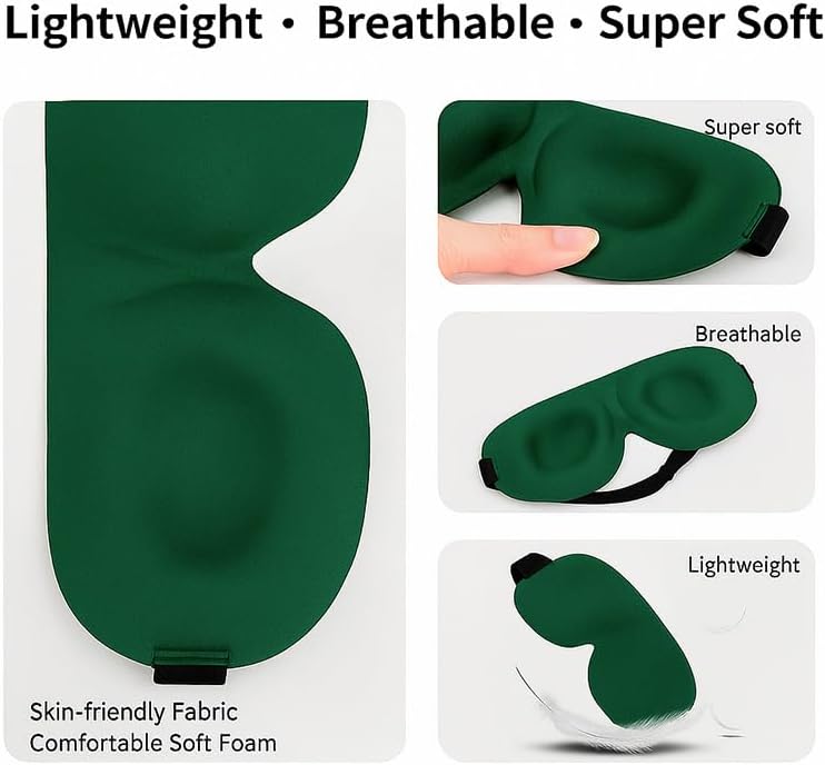 Sleep Mask for Back and Side Sleepers 1 Pack, 3D Light Blocking Eye Mask for Sleeping, Zero Pressure Eye Cover for Women and Men, Lightweight Breathable Night Blindfold Black