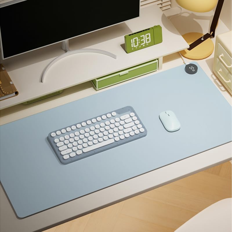 Heated Desk Pad 31.5×13 Inch - 3-Speed Touch Control Large Heated Mouse Mat with 3-Hour Auto Shut-Off, Non-Slip Silicone Eye Protection Warm Desk Mat for Office and Home (Light Gray)