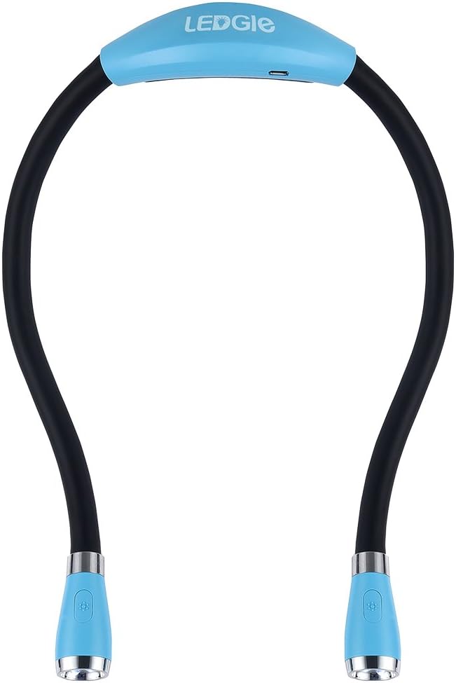 LEDGLE LED Neck Reading Light, Book Light for Reading in Bed, 3 Color Temperatures 6 Adjustable Brightness 1600K 3500K 6000K Flexible Neck Lights for Knitting Reading Crocheting Repairing (Black)