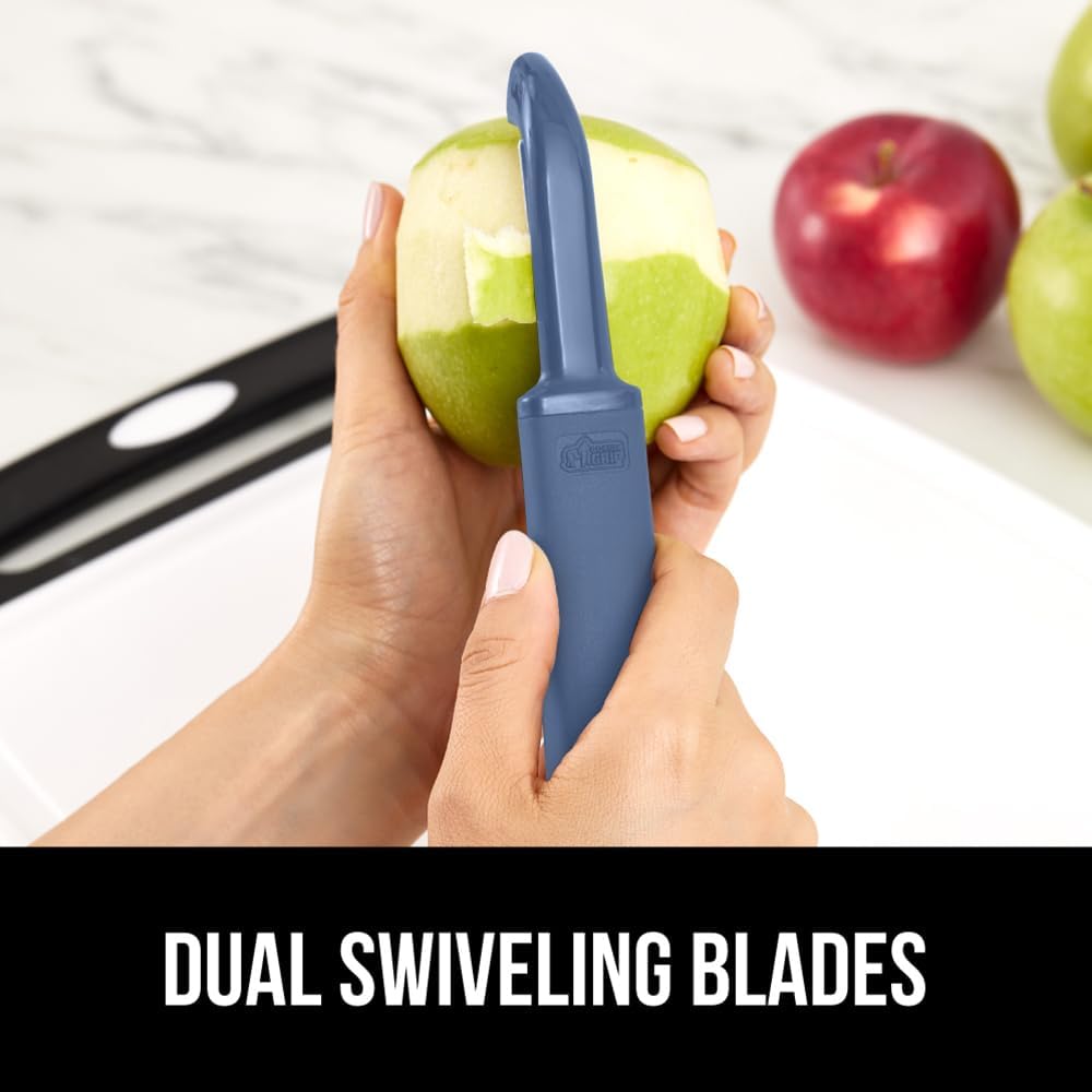 GORILLA GRIP® Patented BPA-Free Vegetable Peeler, Extra Sharp Swivel Stainless Steel Blades with Guard, Comfortable Soft Handle, Easily Peel Carrots or Fruit, Potato Eye Remover, Dishwasher Safe, Mint