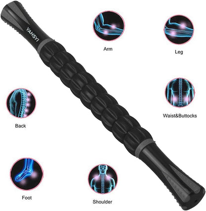 YANSYI Professional 9-Roller Deep Tissue Massage Stick - Portable Muscle Recovery Roller for Athletes, Relieves Post-Workout Soreness & Leg/Back Pain - Portable Physio Tool (Blue 1)