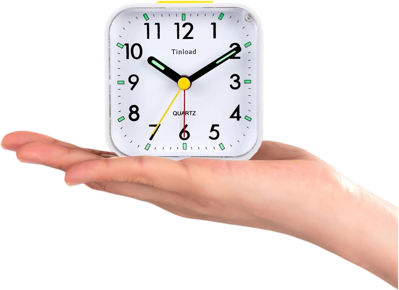 Tinload Small Battery Operated Analog Travel Alarm Clock Silent Non Ticking, Gentle Wake, Ascending Beep Sounds, Snooze,Lighted on Demand, Easy Set(Black)