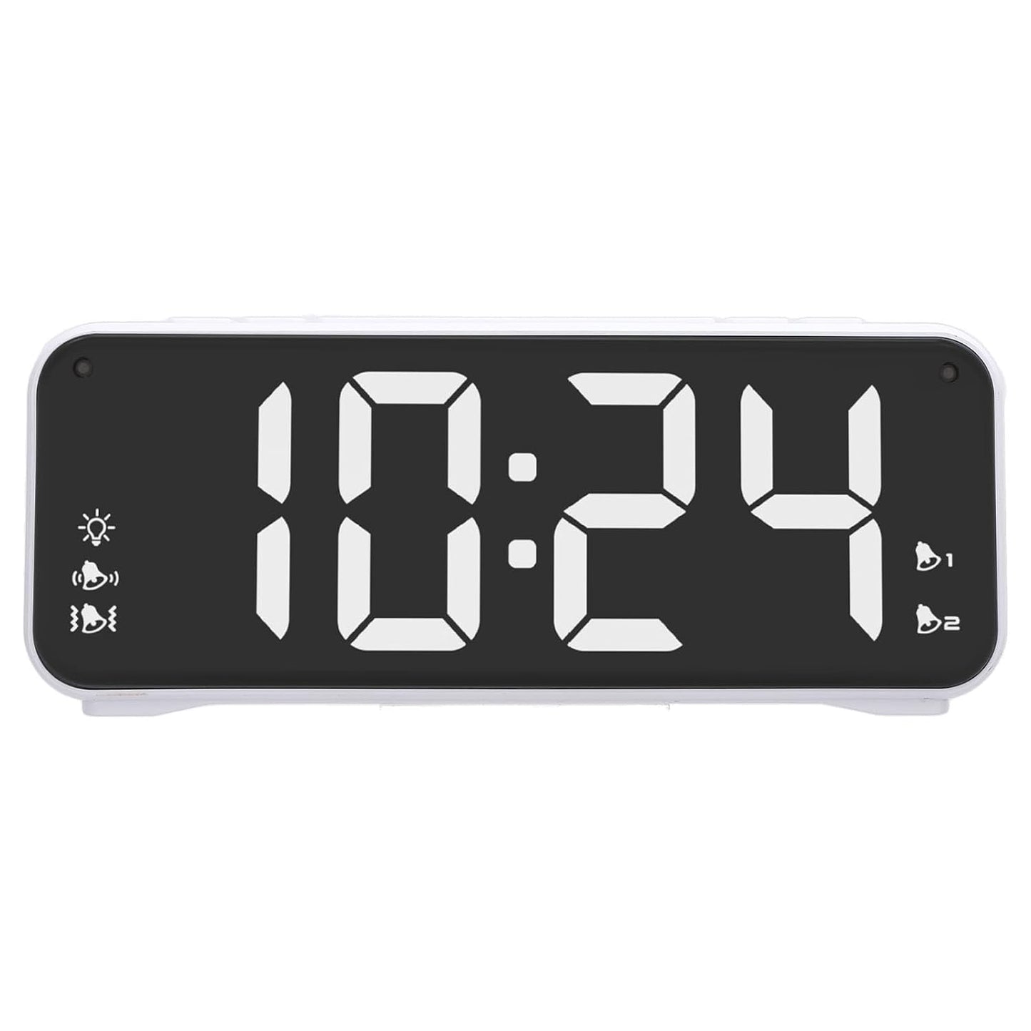 Dioche Extra Loud Dual Alarm Clock with Bed Shaker Powerful Vibrating Alarm Clock for Heavy Sleepers Large LED Display Adjustable Brightness Snooze Function ABS Material