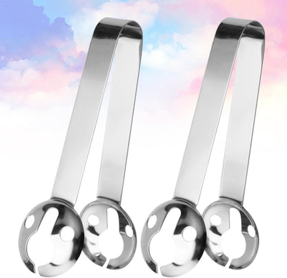 BESTOYARD 2 Pcs Stainless Steel Tea Bag Holder Spoon with Ergonomic Handle, Heat Resistant Fruit Tea Squeezer and Ice Cube Tongs for Home Kitchen and Bar, Machine Washable round Design