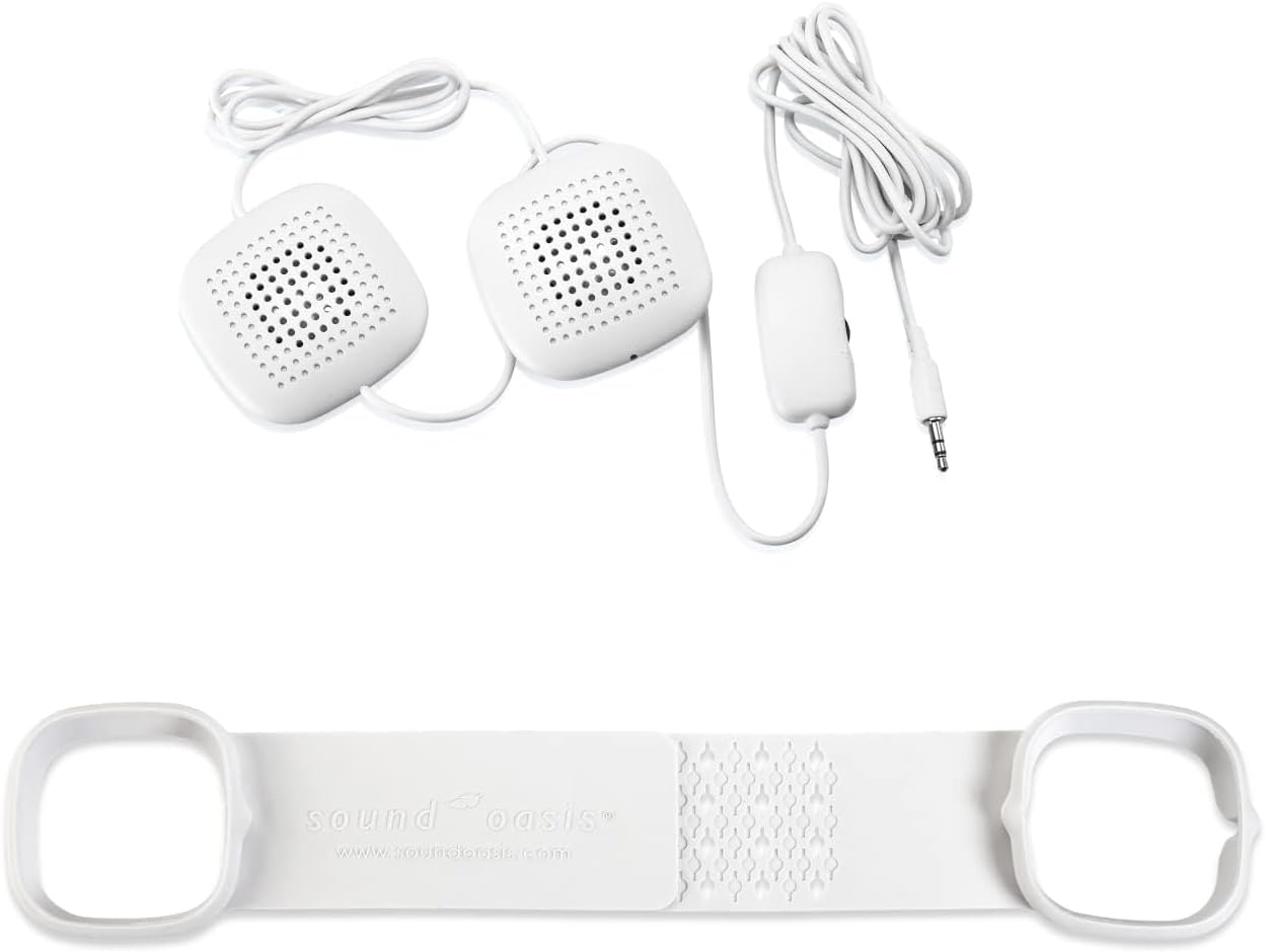 Sound Oasis Sleep Therapy Pillow Speakers with Holder – Ultra-Thin Under Pillow Stereo Speakers with Volume Control, 3.5mm Audio Jack for Sleep Sounds, Tinnitus Relief, Music & Relaxation