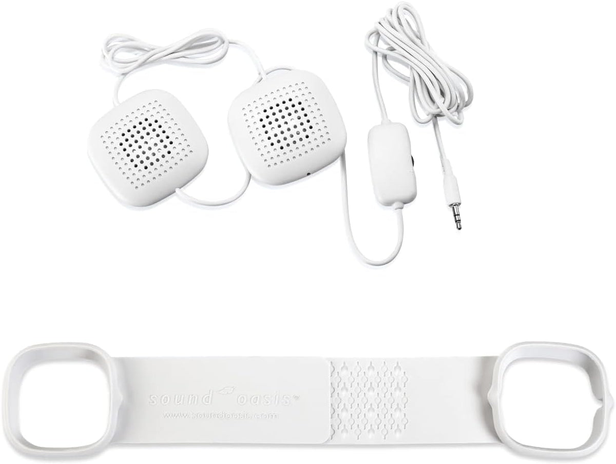Sound Oasis Sleep Therapy Pillow Speakers with Holder – Ultra-Thin Under Pillow Stereo Speakers with Volume Control, 3.5mm Audio Jack for Sleep Sounds, Tinnitus Relief, Music & Relaxation