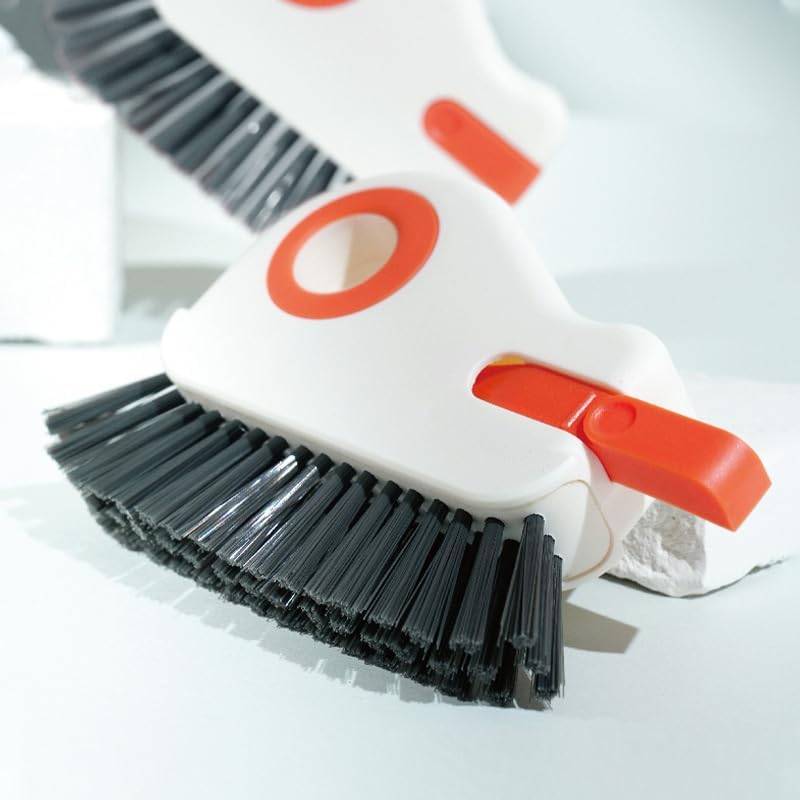 2 in 1 Groove Cleaning Brush Window Track Cleaning Tools, 2025 New Multifunction Hard Bristle Crevice Cleaner Brush with Hidden Scraper, Grout Cleaner Grip Brush for Sliding Door Track
