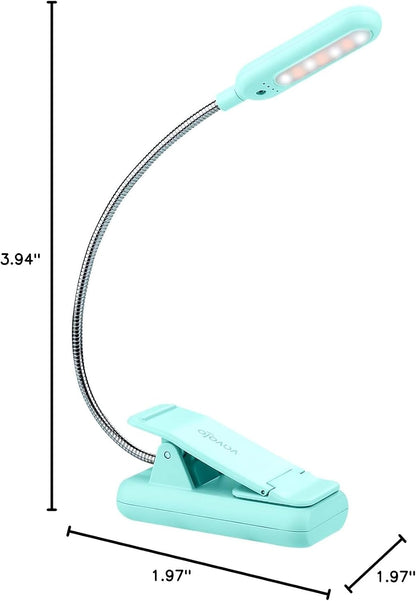 VAVOFO Rechargeable Book Light, Blue Light Blocking, Amber 1600K Clip On Reading Light, Eye Care 7 LEDs Kids Book Light for Reading in Bed with Power Indicator for Bookworms (Neon Orange)