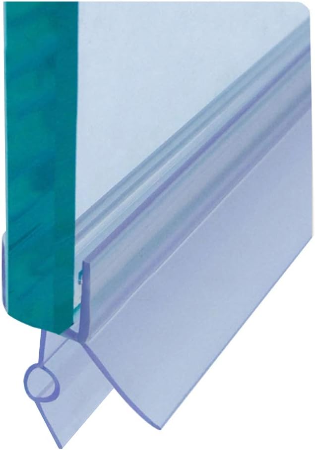 Frameless Shower Door Bottom Seal with Drip Rail for 3/8"(10mm) Glass, Length 27.5"/0.7m, Glass Door Sweep Stop Shower Leaking Clear