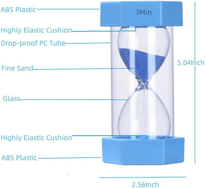 Colorful Sand Timers, Hourglass Sand Timers 5 Min Sandglass Timer with Protective Cover for Toothbrush Timer Games Classroom Home Office Cooking(Blue+5Min)