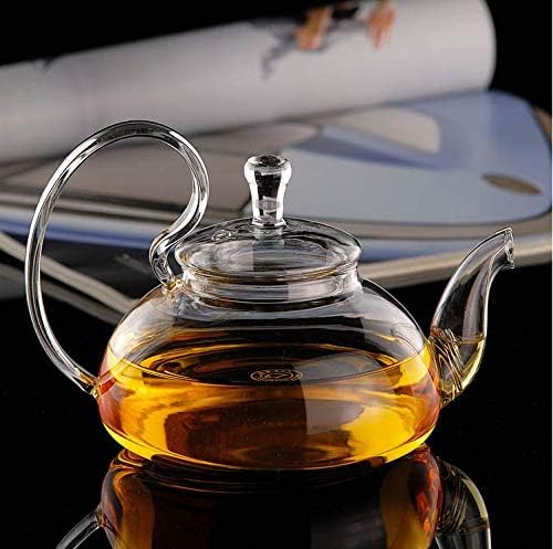 Glass Filtering Tea Maker Teapot with a Warmer and 6 Double-walled Tea Cups Set (Heating base, Standard)