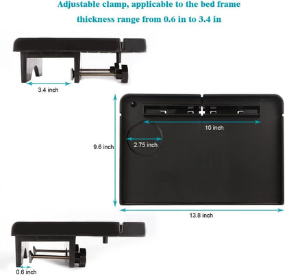 Forzaddik Floating Nightstand Bed Side Shelf Tray, for Bunk Bed/Kids Room | Bedside shelf tray with cup holder, phone/tablet slots, cable holders. Clamp fits 0.6"-3.4" bed frames.Easy install