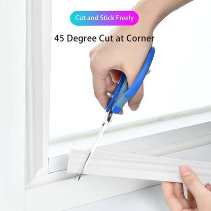 118 Inch Window Draft Stopper Foam Seal Strip Self Adhesive, Window Insulation Tape and Door Side Weather Stripping Soundproof, Door Bottom Sweep Noise Gap Blocker (White, T Shape)