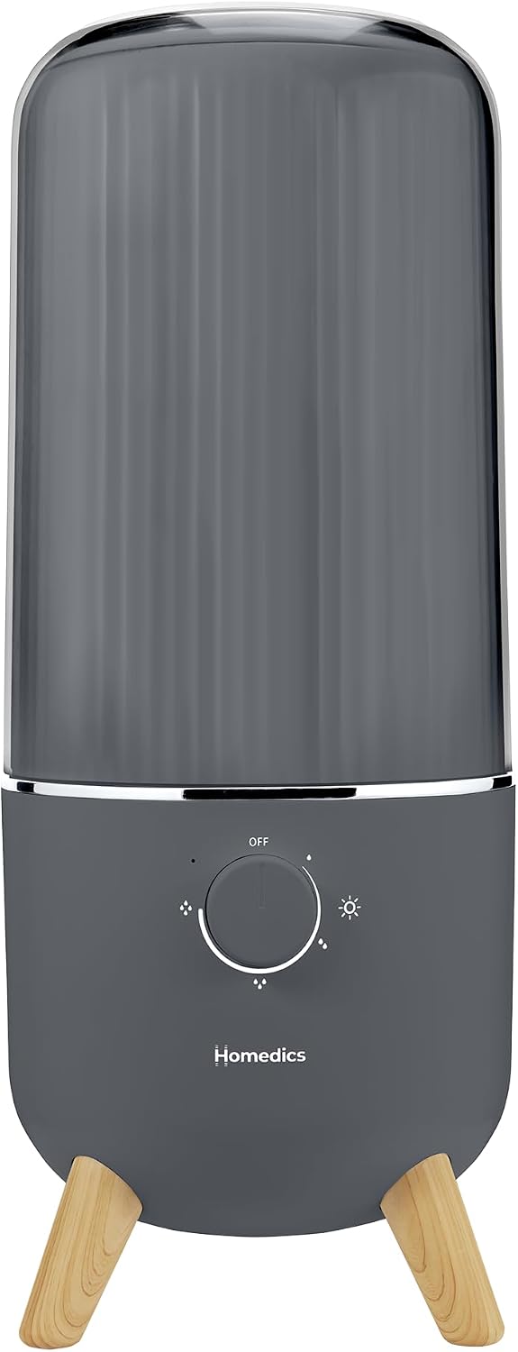 Homedics Ultrasonic Humidifier, Bedrooms and Home Offices, 0.97-Gallon Tank
