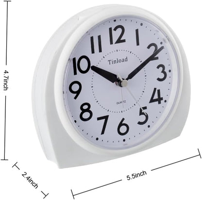 Tinload 5.5" Large Analog Alarm Clock Silent Non Ticking, Gentle Wake, Beep Sounds, Increasing Volume, Battery Operated Snooze and Manual Light, Easy Set