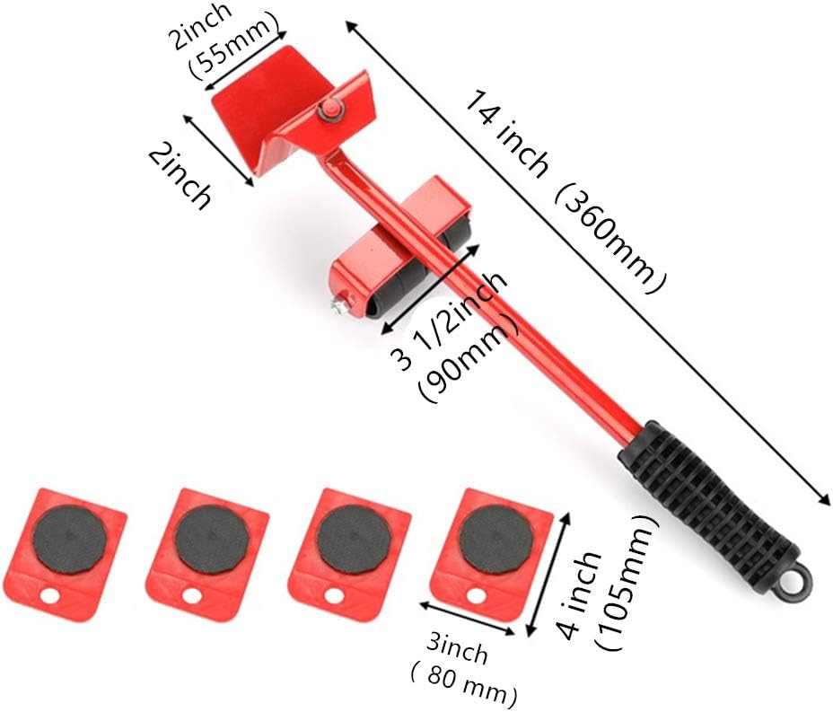 Mr Hercules Furniture Lift Mover Tool Set,Furniture Lifter Tool with Lifting Lever & 4 Wheels,Heavy Furniture Moving Sliders Appliance Rollers Heavy Duty Mover Dolly Sliders Tool Furniture Lifter