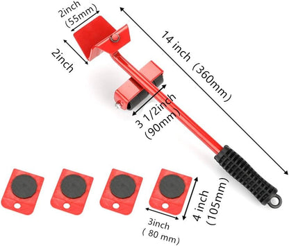 Mr Hercules Furniture Lift Mover Tool Set,Furniture Lifter Tool with Lifting Lever & 4 Wheels,Heavy Furniture Moving Sliders Appliance Rollers Heavy Duty Mover Dolly Sliders Tool Furniture Lifter
