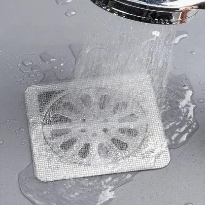 30 Pack Disposable Shower Drain Hair Catcher Mesh Stickers 4"x4" Strong Adhesive Mesh Covers for Bathroom, Kitchen & Laundry Waterproof Hair Trap Easy Apply & Remove