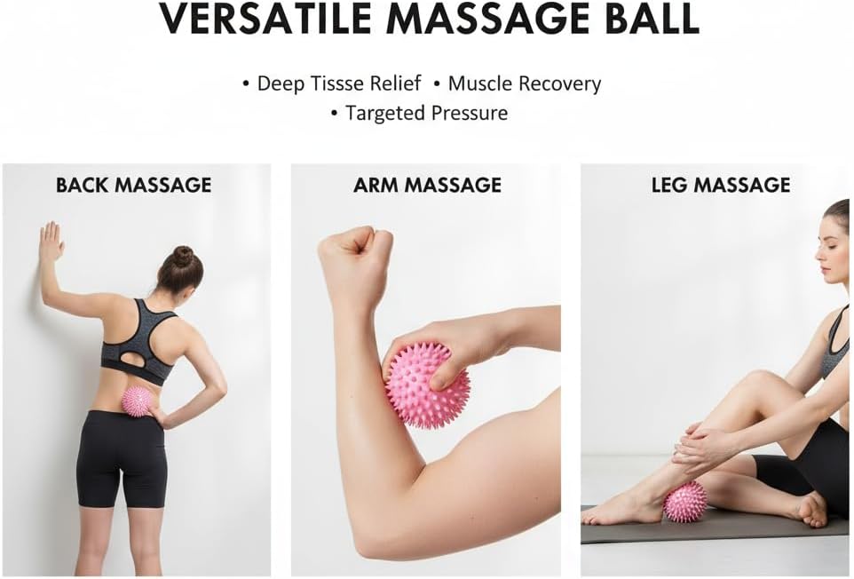 Massage Ball - Spiky for Deep Tissue Back Massage, Foot Massager, Plantar Fasciitis & All Over Body Deep Tissue Muscle Therapy，Foot Massage Ball