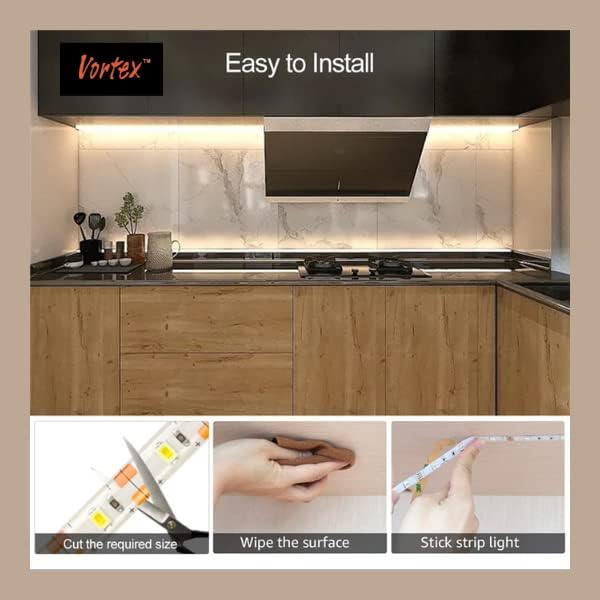 Vortex HJ-J0083C2 USB LED Strip Lights with Motion Sensor, Cool White 3m Options Dimmable LED Closet Light duarble, Under Cabinet or Bed Strip Light (3 Meters, Cool White)(Two Pieces Package)