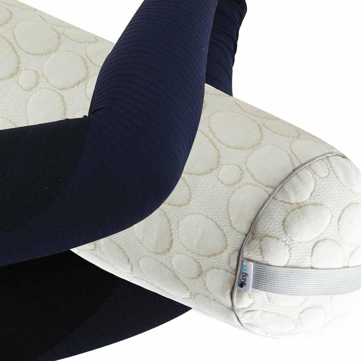Kingnex Zipper Adjustable Under Knees Bolster Roll Pillow to Relief Lower Back Pain or Between Legs for Side Sleepers Shredded Latex Cylinder with Organic Cotton Cover 18x6