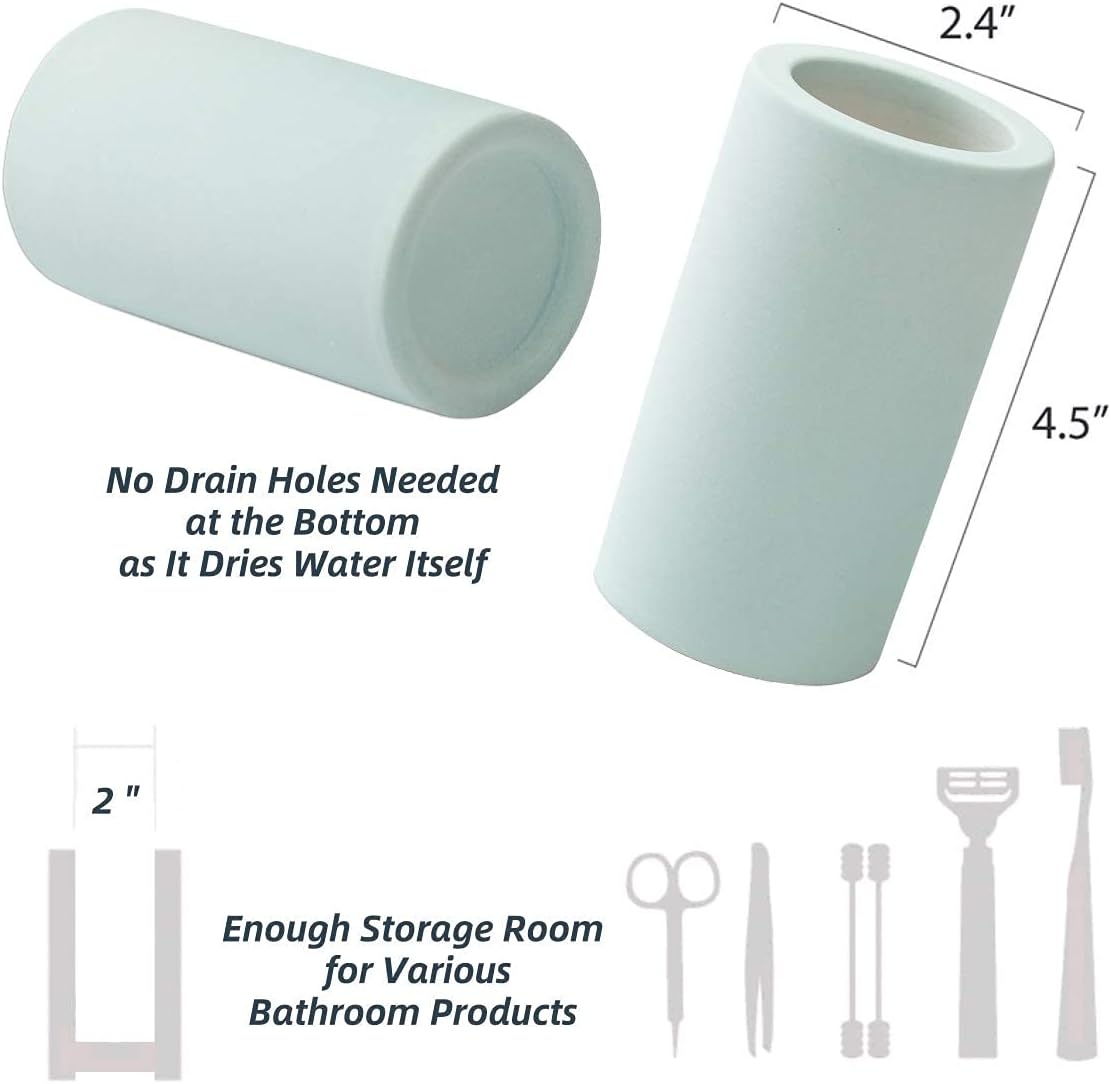Fast-Drying Diatomite Toothbrush Holder - Bathroom Countertop Organizer Stand for Toothpaste, Makeup Brushes, Razors & Accessories (Dark Grey)