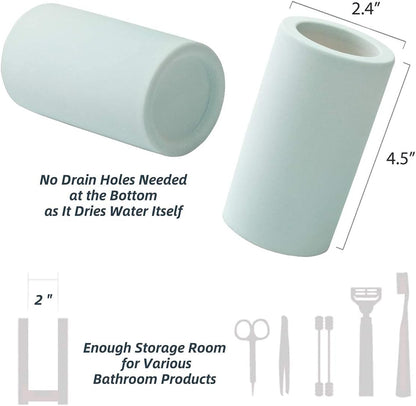 Fast-Drying Diatomite Toothbrush Holder - Bathroom Countertop Organizer Stand for Toothpaste, Makeup Brushes, Razors & Accessories (Dark Grey)