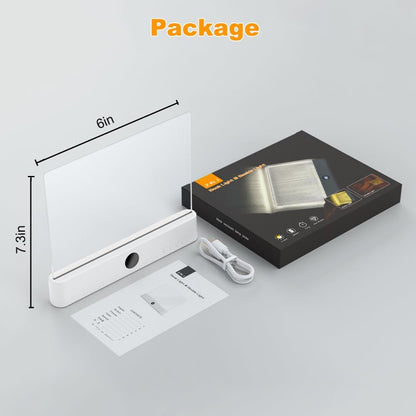 Amber Book Light, Rechargeable Clear LED Flat Reading Light with 3 Colors & Timer, Dimmable Panel Plate Lamp Book Full Page Light for Reading in Bed at Night, Funny Gifts for Readers Book Lovers