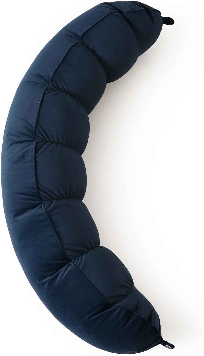 Peallow(Pat. Pend) – Long Round Body Pillow for Adults, Bolster Pillow for Sleeping, Soft and Supportive Pillow for Sleeping & Lumbar Support (Green-White, 29.5")