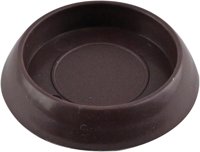 SoftTouch 1-1/4" Round Reusable Furniture Caster Cups for Couches, Chairs, Tables on Carpet or Hard Surfaces, Furniture Wheel Caster Cups with Vinyl Base, Set of 4, Brown