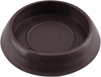 SoftTouch 1-1/4" Round Reusable Furniture Caster Cups for Couches, Chairs, Tables on Carpet or Hard Surfaces, Furniture Wheel Caster Cups with Vinyl Base, Set of 4, Brown