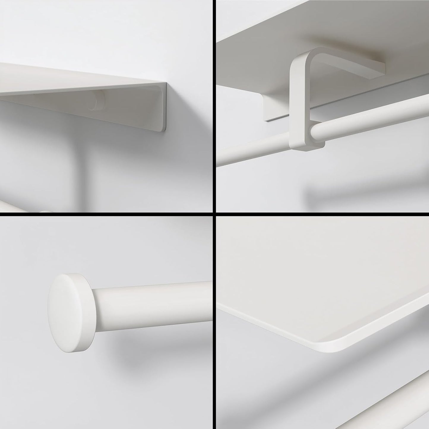 Matte Black Toilet Paper Holder with Shelf, Wall-Mounted Bathroom Organizer, Double Roll