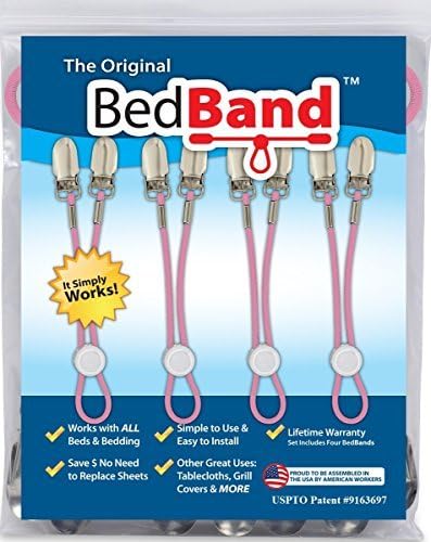 Bed Band Not Made in China. 100% USA Worker Assembled.. Bed Sheet Holder, Gripper, Suspender and Strap. Smooth any Sheets on any Bed. Sleep Better. Patented.,Black,1 Pack (4 Bands)