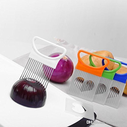 Tomato Onion-Holder Vegetables Slicer-Cutting-Aid Holder Guide Slicing Cutter Safe Fork (white+yellow 2Pcs)
