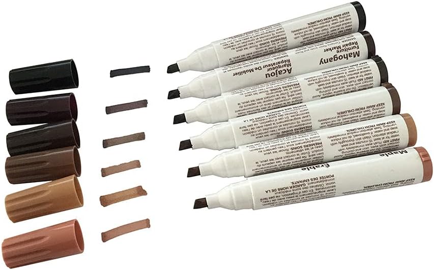 Wood Furniture Repair Markers, Black Paint Fix Touch Up Pen for Furniture & Wood Floor, Scratch Remover Filler for Nicks, Scratches & Stains, Professional Furnitures Recolour Pen for Home/Office