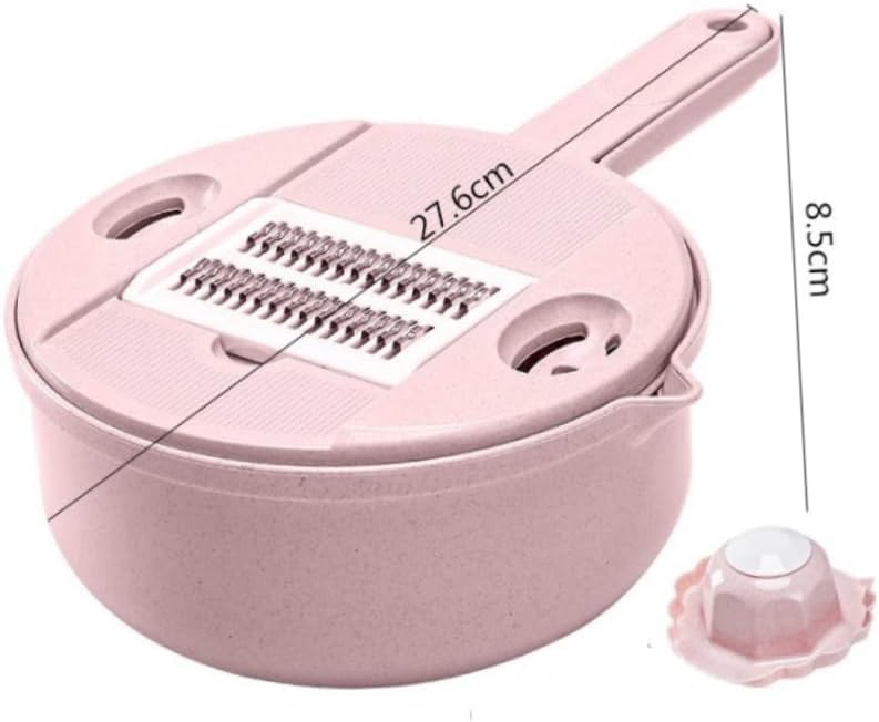 COLLBATH 1Set Wheat Straw Vegetable Slicer Grater Multifunctional Food Cutter with Molded Finger Guard for Safe Use in Kitchen Manual Veggie Chopper Cheese Grater Nordic Powder