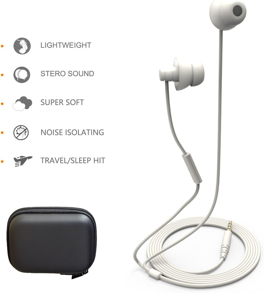 MAXROCK Sleep Earbuds,Ultra Soft Lightweight Sleep Earphones Headphones with Volume Control and Mic for Insomnia, Side Sleeper, Snoring, Air Travel, Meditation & Relaxation (Acid Blue)