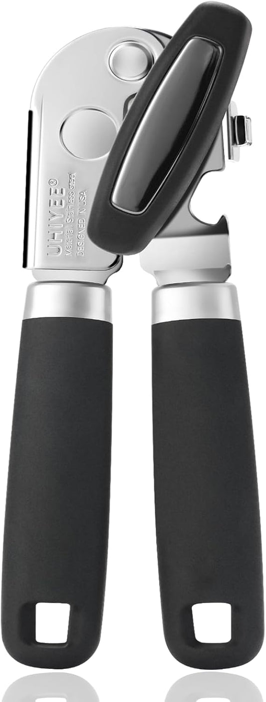 UHIYEE Hand Held Can Opener Manual with Magnet for Home Kitchen, Black