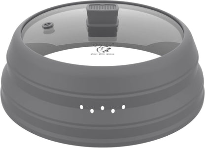Microwave Splatter Cover Glass Guard Lid with Collapsible Silicone for Food Pot Plate Cover 9.8 inch Dark Blue