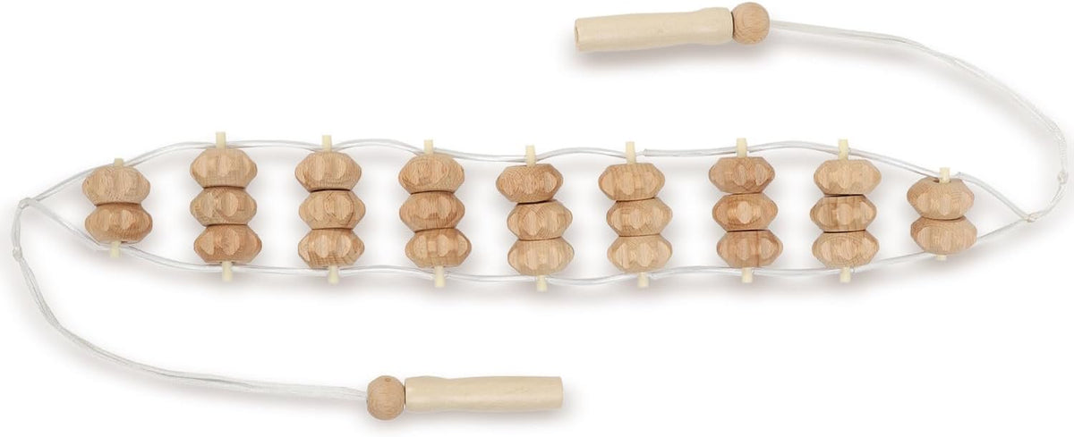 Mr.Woodware Rope Back Massager - 47.2 inches Lymphatic Drainage Massager Tool for Back, Neck, Legs, Waist, Body Pain Relief and Massage Therapy - Anti Cellulite Wooden Massage Roller for Maderoterapia