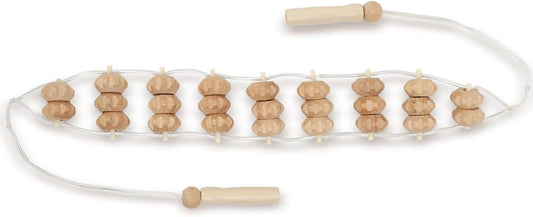Mr.Woodware Rope Back Massager - 47.2 inches Lymphatic Drainage Massager Tool for Back, Neck, Legs, Waist, Body Pain Relief and Massage Therapy - Anti Cellulite Wooden Massage Roller for Maderoterapia